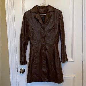 EUC BROWN LEATHER JACKET SMALL BROWN LEATHER COAT